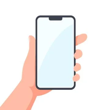 Mobile phone in hand. Hand holding smartphone. Flat design Stock Illustration