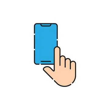 Mobile Phone with Hand icon Vector Design. Smartphone icon with Hand Gesture  스톡 일러스트