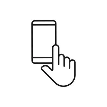 Mobile Phone with Hand icon Vector Design. Smartphone icon with Hand Gesture  Stock Illustration
