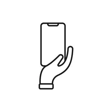 Mobile Phone with Hand icon Vector Design. Smartphone icon with Hand Gesture  イラスト素材