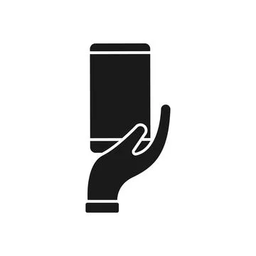 Mobile Phone with Hand icon Vector Design. Smartphone icon with Hand Gesture  Illustrazione stock