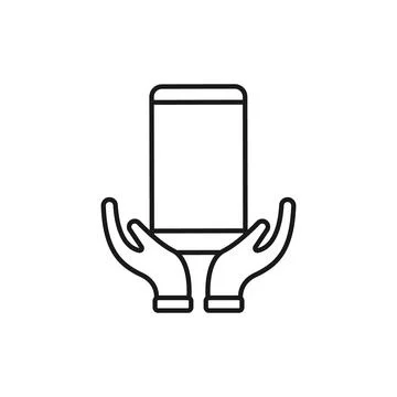 Mobile Phone with Hand icon Vector Design. Smartphone icon with Hand Gesture  Stock Illustration