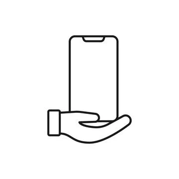 Mobile Phone with Hand icon Vector Design. Smartphone icon with Hand Gesture  Stock Illustration