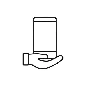 Mobile Phone with Hand icon Vector Design. Smartphone icon with Hand Gesture  Иллюстрация