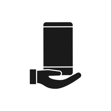 Mobile Phone with Hand icon Vector Design. Smartphone icon with Hand Gesture  스톡 일러스트