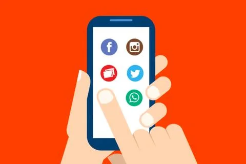 Mobile phone in hand Stock Illustration