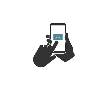 Mobile phone in hand, message. Vector illustration, flat design. Stock-Illustration