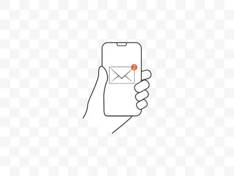 Mobile phone in hand, message. Vector illustration, flat design. Stock Illustration