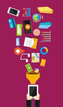 Mobile phone in the hand. Mobile services. Application in mobile phone. Stock Illustration