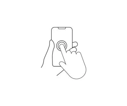 Mobile phone in hand, touch. Vector illustration, flat design. Illustrazione stock