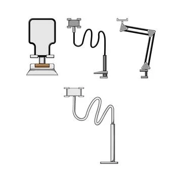 Mobile phone holder stand technology devices illustrating concepts Stock Illustration