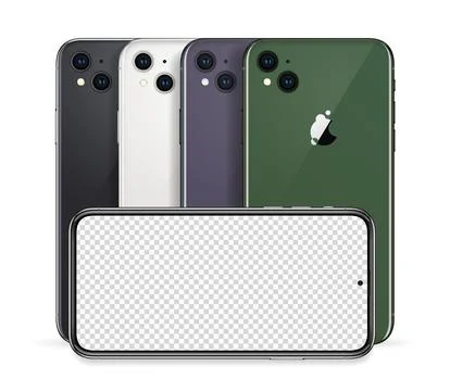 Mobile phone horizontal template with front and back view set. Vector smartphone Illustrazione stock