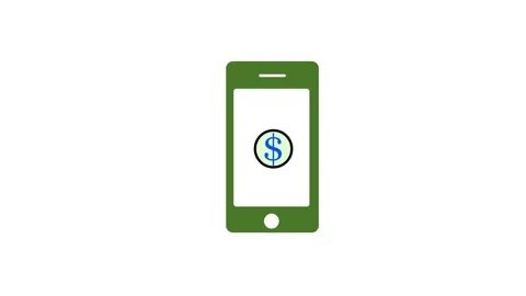 Mobile phone icon animation and show dollar icon.phone and dollar symbol co.. Stock Footage 259280652