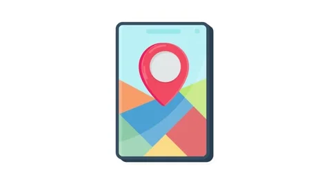 Mobile phone icon featuring a location map, designed as a vector illustration Stock Footage 332535269