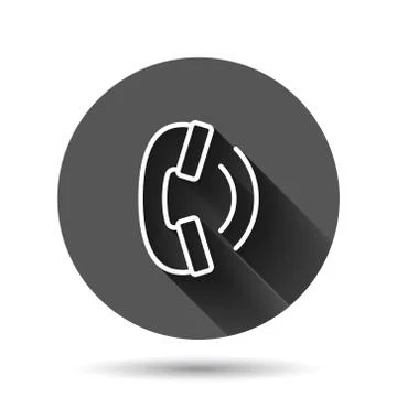 Mobile phone icon in flat style. Telephone talk vector illustration on black  Illustration