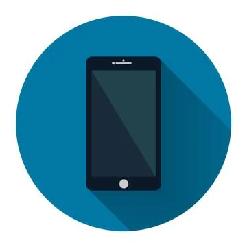 Mobile phone icon with long shadow black,Simple design style.vector illustrat Stock Illustration