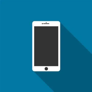 Mobile phone icon with long shadow black,Simple design style.vector illustrat Stock Illustration