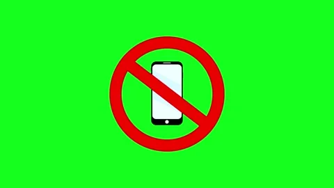 Mobile phone icon prohibited, prohibited from carrying and using mobile pho.. Stock Footage 298127261