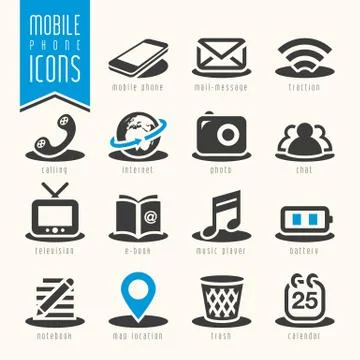 Mobile phone icon set Stock Illustration