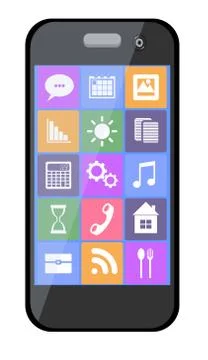 Mobile phone with icons Stock Illustration