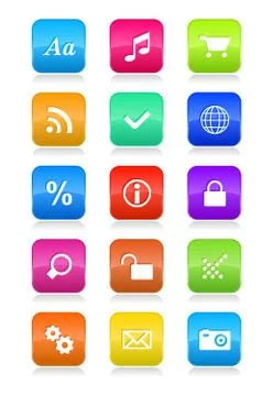 Mobile phone interface icons set Stock Illustration