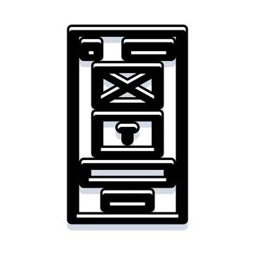 Mobile phone interface showing application notification icons イラスト素材