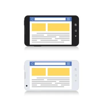 Mobile Phone Internet Browser Horizontal Template Stock Illustration