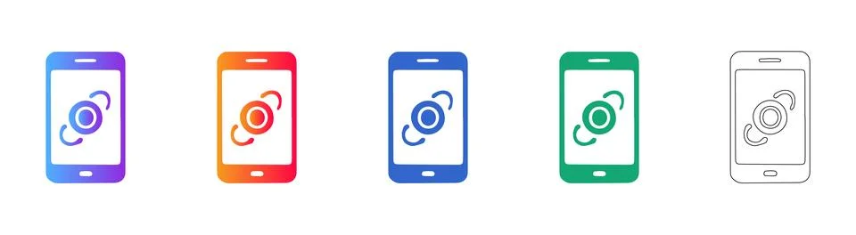 Mobile phone iris scan biometric icon Stock Illustration