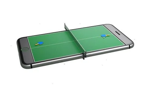 Mobile phone isolated screen ping pong game concept 3d illustration Stock Illustration