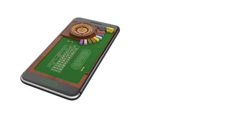 Mobile phone isolated screen roulette game concept 3d illustration Stock Illustration
