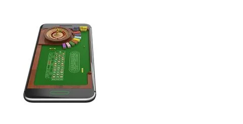 Mobile phone isolated screen roulette game concept 3d illustration Stock Illustration