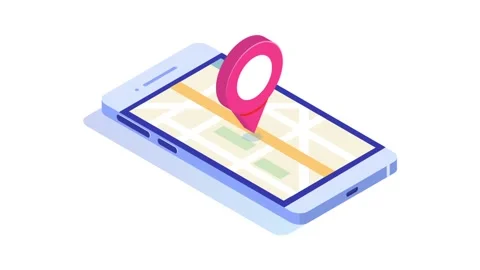 Mobile phone isometric animation with a location pin. Application motion design. 動画素材 99989060
