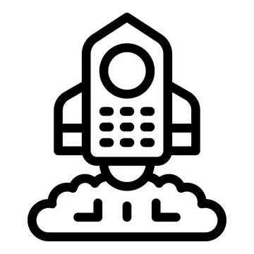 Mobile phone launching like rocket from cloud computing system Stock Illustration