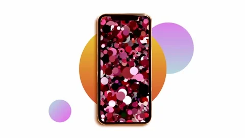 Mobile phone on a light background with bright abstract animation Stock Footage 198153394