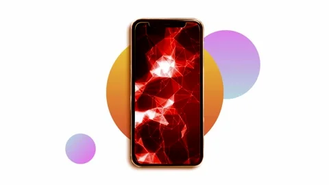 Mobile phone on a light background with red abstract animation Video stock 198153389