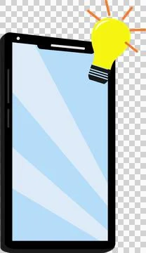Mobile phone with light bulb, idea (2) Stock Illustration