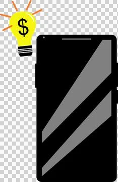 Mobile phone with light bulb idea and dollar icon (1) Illustrazione stock