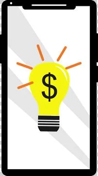 Mobile phone with light bulb idea and dollar icon (3) Ilustración de archivo