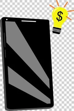 Mobile phone with light bulb idea and dollar icon (2) Stock Illustration
