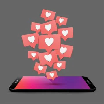Mobile phone likes 3d vector illustration isolated on gray background Stock Illustration