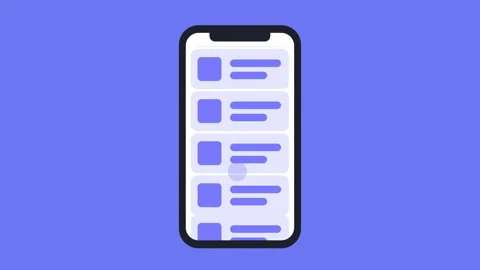 Mobile Phone List Item with cursor scroll Icon 2d Animation with Alpha Matte Stock Footage 336427661