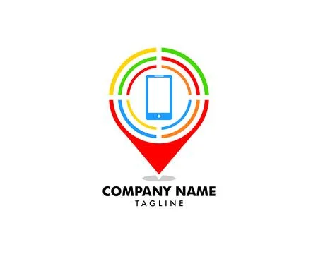 Mobile phone location vector logo template concept illustration Stock Illustration