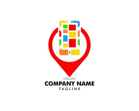 Mobile phone location vector logo template concept illustration Stock Illustration