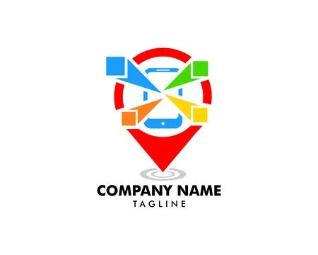 Mobile phone location vector logo template concept illustration Stock Illustration