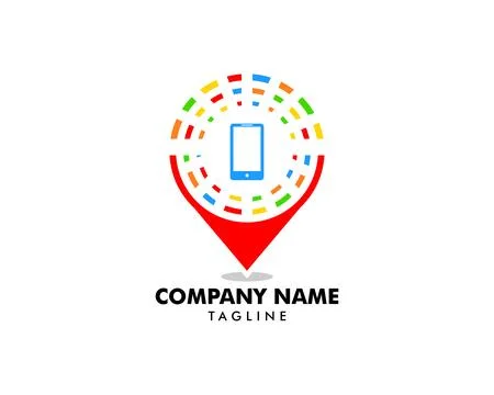Mobile phone location vector logo template concept illustration Stock Illustration