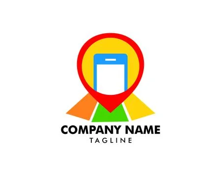 Mobile phone location vector logo template concept illustration Stock Illustration