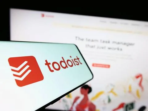  Mobile phone with logo of US task management company Todoist (Doist Inc.)... Foto stock