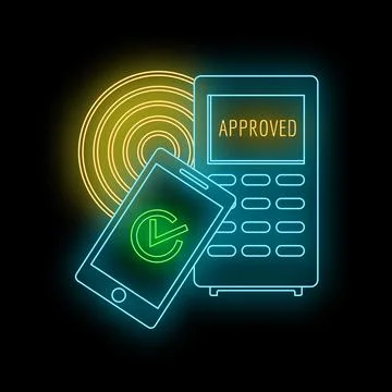 Mobile phone making contactless digital nfc payment using pos terminal Stock Illustration