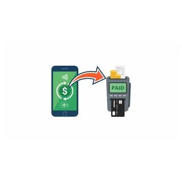 Mobile phone making a contactless payment on a credit card machine Stock Illustration