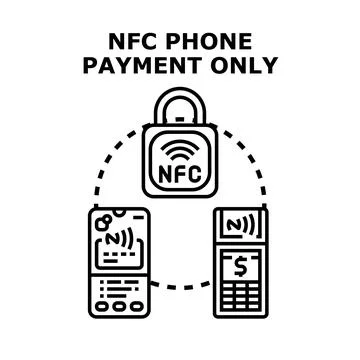 Mobile phone making secure contactless nfc payment Stock Illustration